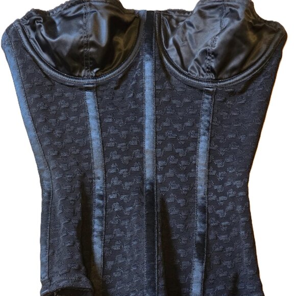 1950's vintage Scandale black girdle corset bra by Tru Balance sz 32b w garters - Picture 1 of 8